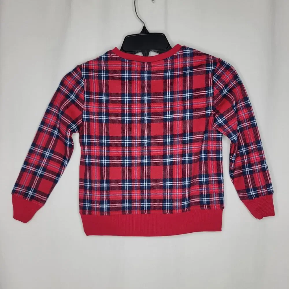 Charter Club Kids Crewneck Top Cardinal Holiday Plaid NWT Boy Girl Size 4-5